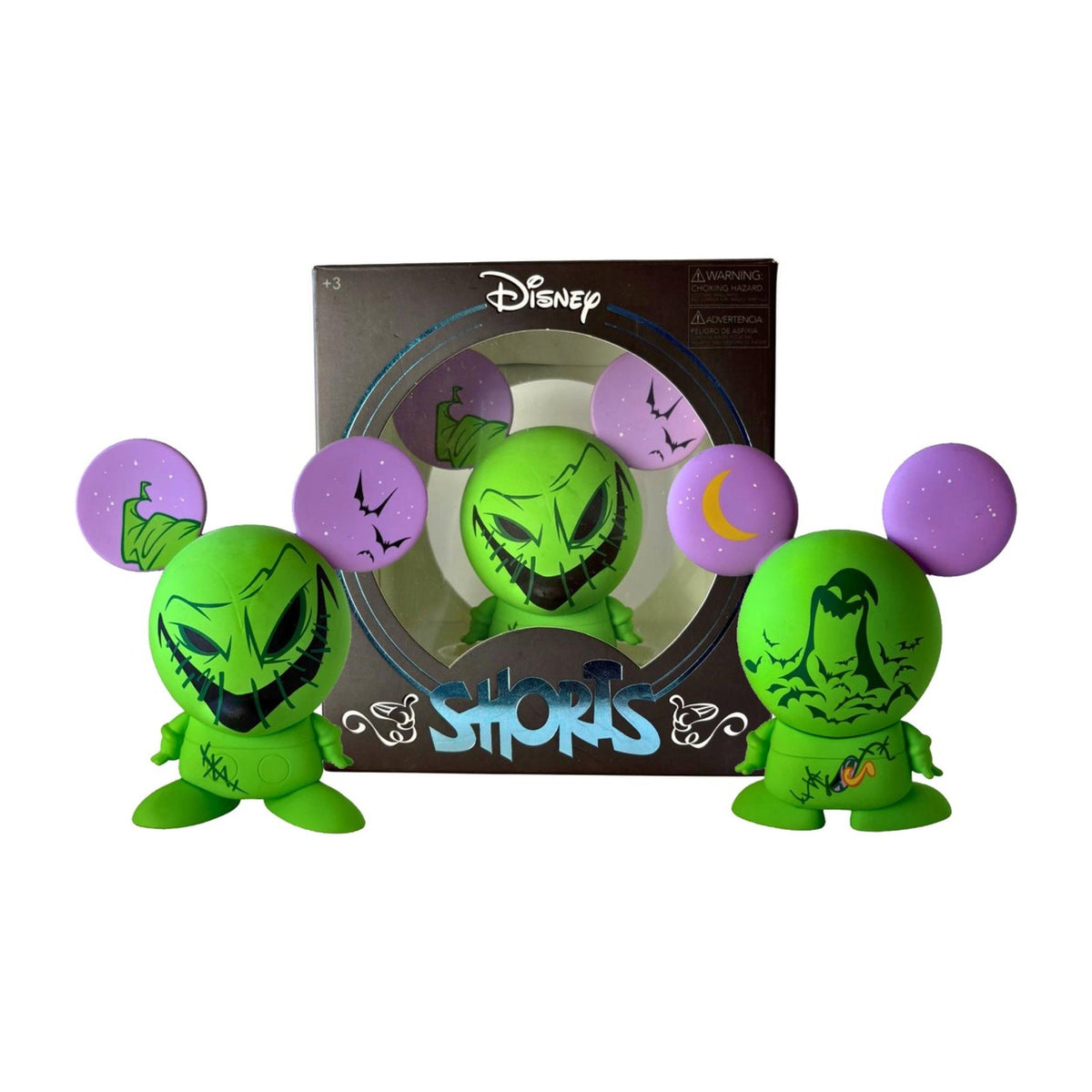 Disney Shorts Oogie Boogie front and back views with box
